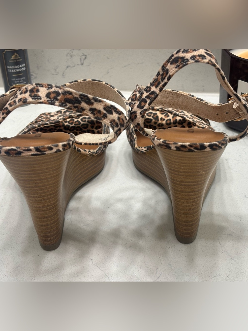 Old Navy Leopard Print Wedge Sandals - Tan/Black | Size: 9M | NWOT * - Picture 12 of 15